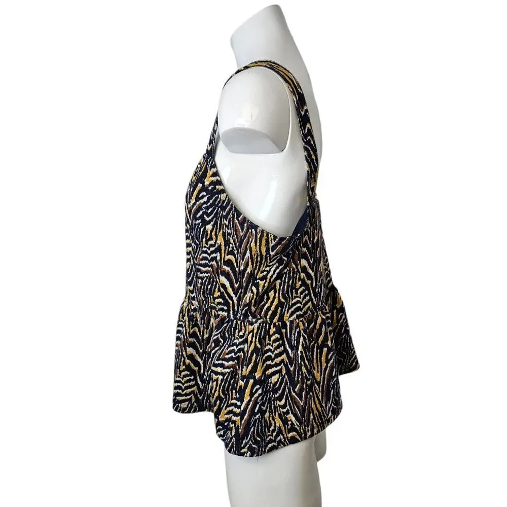Anthropologie Womens Jamie Zebra Peplum Tank Size Medium - Picture 8 of 8